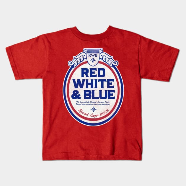 Red White & Blue Lager Retro Defunct Beer Kids T-Shirt by darklordpug